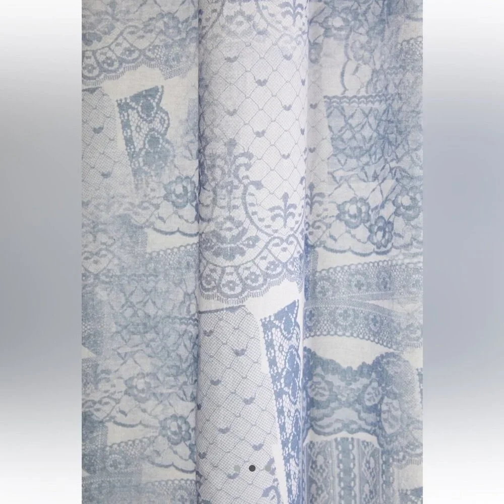 Urban Outfitters Torn Lacey Shower Curtain Blue Floral 72in x 72in